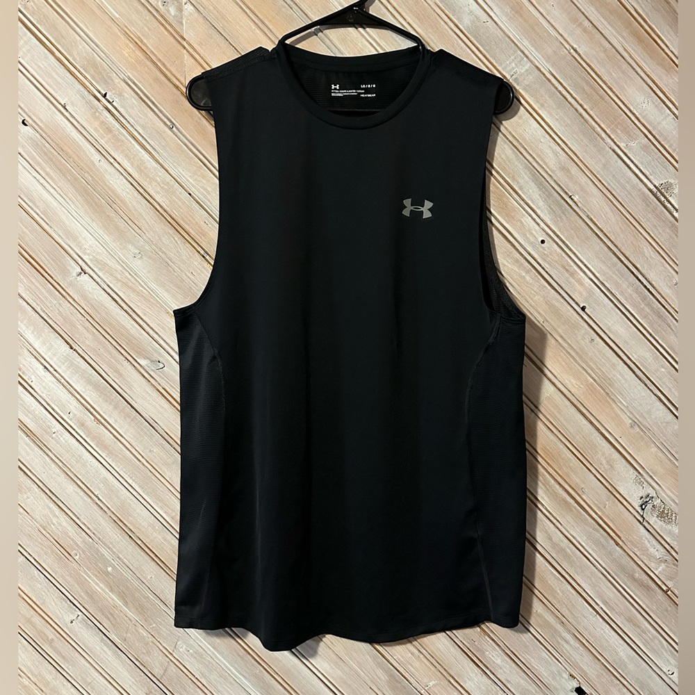 Under Armour Men's Heat Gear Black Tank Top Mesh Back Sleeveless
